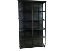 PTMD Vitrinekast Elina Glas Zwart Iron Frame 2-Deurs
