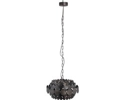 PTMD Viviane Ronde Hanglamp - H28 x Ø45,5 cm - Metaal - Zwart