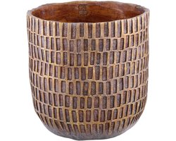 PTMD Vivienne Brown Cement Round Pot Rectangles XXL