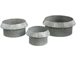 PTMD Vooda Bloempotten - 42 x 42 x 17 cm - Zink - Grijs - Set van 3