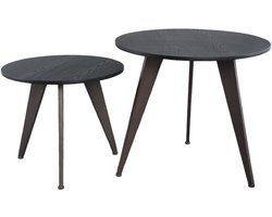 PTMD Werdy Salontafel - 55 x 55 x 50 cm - Ijzer - Zwart - Set van 2