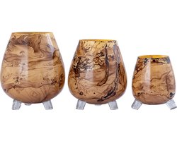 PTMD - Windlicht Jamillia - Bruin - 17x17x19cm