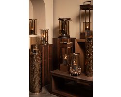 PTMD Windlicht Rezy - 17x17x68 cm - Metaal - Goud