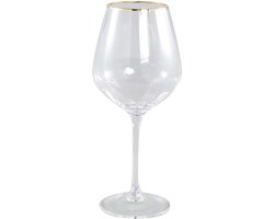 PTMD Yina Rode Wijnglas - H23 x Ø10 cm - Glas - Goud