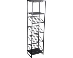 PTMD Zalig Black Iron Winerack Glasses And Bottles Rect