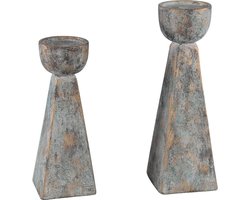 PTMD Zavis Kandelaar - 12 x 12 x 37 cm - Cement - Grijs