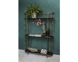 PTMD zoya metal brass open kast 3 planken 140 x 40 x 192 hoog