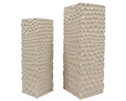 PTMD Zuil Isaiah Ribble - 33x33x95 cm - MDF - Creme - Set van 2