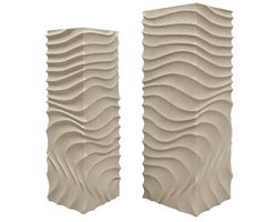 PTMD Zuil Isaiah Wave - 33x33x95 cm - MDF - Creme - Set van 2
