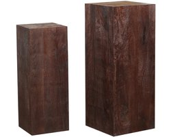 PTMD Zuil Kyro - 35x35x90 cm - Hout - Bruin - Set van 2