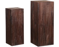 PTMD Zuil Riko - 35x35x90 cm - Hout - Bruin- Set van 2
