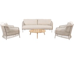 Puccini stoel bank loungeset 4 delig rope latte 4 Seasons Outdoor