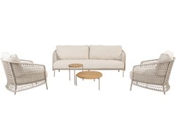 Puccini stoel bank loungeset 5 delig teak latte 4 Seasons Outdoor