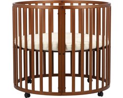 Puck Ronde Box - Walnoot - Inclusief Matras