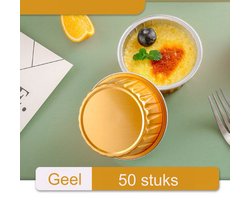 Puddingvormen - 50 stuks - Aluminiumfolie beker - Puddingbekers - Muffinbekers - Puddingvormpjes - Bakvorm - 125 ml - Geel