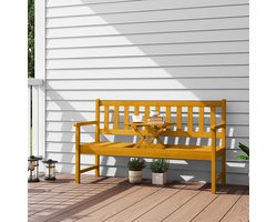 Pugsdrly 2-zits tuinbank van hout, weerbestendige bank met rug- en armleuningen, draagvermogen 320 kg, 149 x 56,5 x 89 cm, teak
