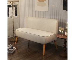 Pugsdrly 2-zitsbank, zachte bekleding, onderhoudsvriendelijke hoes, belastbaar tot 150 kg, 117 x 56,5 x 77 cm, crèmewit