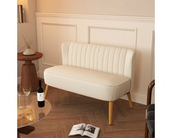 Pugsdrly 2-zitsbank, zachte vulling, onderhoudsvriendelijke bekleding, tot 150 kg, 117 x 56,5 x 77 cm, crèmewit