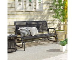 Pugsdrly 3-zits schommelstoel tuinbank met schommelmechanisme, metalen schommelbank, parkbank met een draagvermogen tot 300 kg, tuinmeubilair voor tuin en terras, 147 x 70 x 85 cm, donkergrijs
