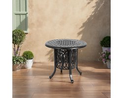 Pugsdrly Aluminium buitentafel met ijsemmer, bijzettafel voor op het terras, aluminium eindtafel met verstelbare glijders, kleine bijzettafel voor buiten