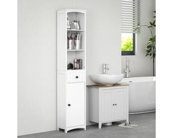 Pugsdrly Badkamermeubel met 3 legplanken 1 lade robuust MDF wit