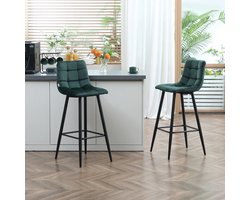 Pugsdrly barkrukken, set van 2, modern design, zachte zitting, stalen frame, 42 x 47 x 105 cm, groen