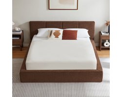 Pugsdrly Bedframe van 160 x 200 cm met gestoffeerd hoofdeinde, versterkt stalen frame, zonder boxspring – eenvoudige montage, hoge stabiliteit, matras niet inbegrepen.
