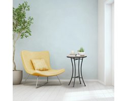 Pugsdrly Bijzettafel tuintafel Ø35,5cm rond weerbestendig in mesh-stijl balkontafel met mozaïekpatroon metalen campingtafel salontafel voor woonkamer kantoor buiten binnen geel+grijs