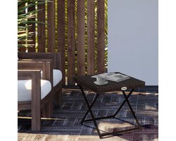 Pugsdrly Bijzettafel van polyrotan, opvouwbaar, salontafel, balkontafel, tuintafel, salontafel, theetafel, tuinmeubel, rotan tafel voor tuin, terras, balkon, 40 x 40 x 40 cm, bruin