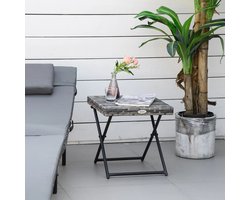 Pugsdrly Bijzettafel van polyrotan, opvouwbaar, salontafel, dienblad, balkontafel, tuintafel, salontafel, theetafel, tuinmeubel, rotan tafel voor tuin, terras, balkon, 40x40x40 cm, grijs
