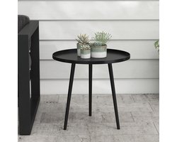 Pugsdrly Bijzettafel voor buiten, tuintafel, ronde terrastafel, staal, Ø40 x 50 cm (h), zwart