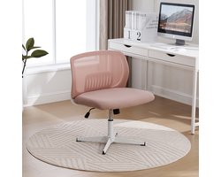 Pugsdrly Bureaustoelen zonder armleuningen, leesfauteuils met brede kussens, salonstoelen om met gekruiste benen op te zitten, schommelfunctie, in hoogte verstelbaar, 360° draaibaar.