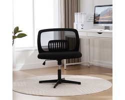 Pugsdrly Bureaustoelen zonder armleuningen, leesfauteuils met brede kussens, salonstoelen om met gekruiste benen te zitten, schommelfunctie, in hoogte verstelbaar, 360° draaibaar