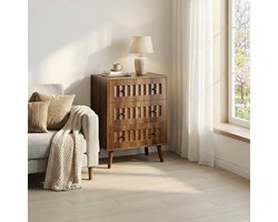 Pugsdrly Commode met drie lades, moderne kledingkast, houten opbergkast, kaptafel/opbergkast, geschikt voor woonkamer, slaapkamer, hal (walnoothout)
