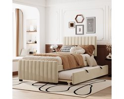 Pugsdrly Eenpersoonsbed Kinderbed Enkel bed Opvouwbaar bed Gekleurd bed 90x190 cm, plat bed van zacht huidvriendelijk fluweel, bed voor jongeren en tieners beige