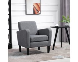 Pugsdrly Eenpersoonsfauteuil, relaxfauteuil, gestoffeerde fauteuil met houten poten, stof in linnenlook, 66 x 72 x 74 cm, lichtgrijs