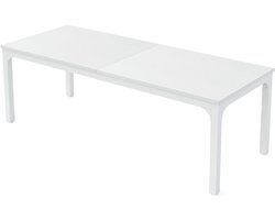 Pugsdrly Eettafel, industriële keukentafel voor 4 tot 6 personen, 200 x 70 x 75 cm Rechthoekige eettafel voor eetkamer, keuken, woonkamer, met stevige metalen poten, wit