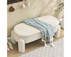 Pugsdrly Elegante en moderne opbergbank voor slaapkamer, garderobe, hal en woonkamer met opbergruimte, hoogwaardige chenillebekleding met massief houten frame, antislipbank (beige)