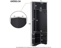 Pugsdrly Garderobeset Moderne garderobekast, garderobe voor in de hal, 4 hangende haken, zwart, afmetingen: L53/ /53/H180 cm