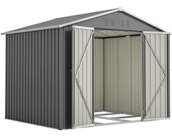 Pugsdrly Grijze metalen gereedschapsschuur 8x6FT met klapdeur, antracietkleurig - Ideaal voor het opbergen van tuingereedschap en gereedschap