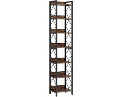 Pugsdrly Hoekrek met 7 niveaus, boekenkast van 200 cm hoog, opbergrek voor kleine spullen, staande plank, multifunctionele hoekorganizer voor thuis, de woonkamer, het balkon, de keuken (35 x 35 x 200 cm)