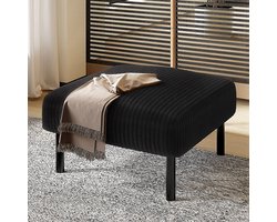 Pugsdrly Hoogwaardige kruk van geribde stof met metalen frame – Ultrazachte fluwelen bekleding voor ultiem comfort – Veelzijdig, kan worden gebruikt als voetensteun, kruk of bijzettafel – Supersnelle montage zonder gereedschap