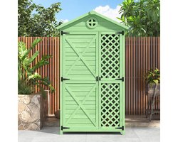 Pugsdrly Houten tuinmeubelen Opbergschuur, gereedschapsschuur voor in de tuin, op het terras, kleurvast, weerbestendig, onderhoudsvrij, milieuvriendelijk, veilig en beschermd, groen