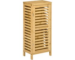 Pugsdrly kleankin badkamermeubel met lamellendeur verplaatsbare legplank naturel bamboe 30 x 19.9 x 70 cm