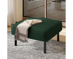 Pugsdrly Kruk van hoogwaardig geribd textiel met metalen frame – Ultrazachte fluwelen bekleding voor ultiem comfort – Veelzijdig, te gebruiken als voetenbank, kruk of bijzettafel – Supersnelle montage zonder gereedschap