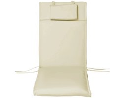 Pugsdrly Ligkussen Ligkussen Tuinligstoel met hoofdkussen afneembaar Hoes polyester + katoenvezel Crèmewit 198 x 53 x 5 cm