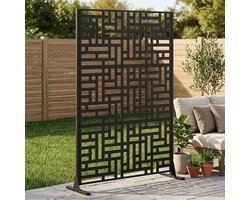 Pugsdrly Metalen privacyscherm voor buiten, vrijstaand, 183 x 116 cm decoratieve metalen schuttingpanelen met stabiele voet, draagbare scheidingsschermen voor terras, veranda, balkon, achtertuin, tuin