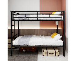 Pugsdrly Metalen stapelbed Twin over Twin voor jongens en meisjes, metalen frame met ladder en veiligheidsrail, ombouwbaar tot 2 bedden, geen lattenbodem nodig