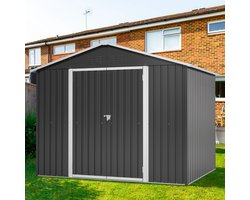 Pugsdrly - Metalen tuinhuisje - gereedschapsschuur - 240,4x192,3x191 cm (BxDxH) - schuifdeur - 4 ventilatieopeningen - afsluitbaar
