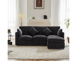 Pugsdrly Modern design, bank van chenille, driezitsbank, vierzitsbank, L-hoekbank met voetensteun, geschikt voor appartementen, video beschikbaar.